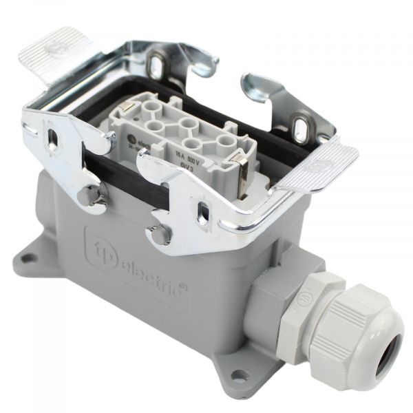 Industriesteckverbinder - Sockelgehäuse + Buchse 10 Polig 16A - Metall